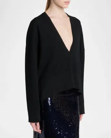 Tom Ford Fine Merino and Viscose V-Neck Sweater | Thumbnail 3 Tom Ford Fine Merino and Viscose V-Neck Sweater | Thumbnail 3
