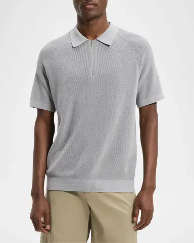 Theory Men's Tactile Cotton Quarter-Zip Polo Shirt | Thumbnail 4 Theory Men's Tactile Cotton Quarter-Zip Polo Shirt | Thumbnail 4