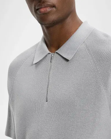 Theory Men's Tactile Cotton Quarter-Zip Polo Shirt | Thumbnail 5 Theory Men's Tactile Cotton Quarter-Zip Polo Shirt | Thumbnail 5