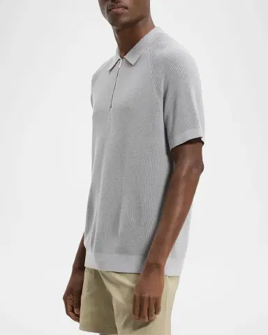 Theory Men's Tactile Cotton Quarter-Zip Polo Shirt | Thumbnail 6 Theory Men's Tactile Cotton Quarter-Zip Polo Shirt | Thumbnail 6