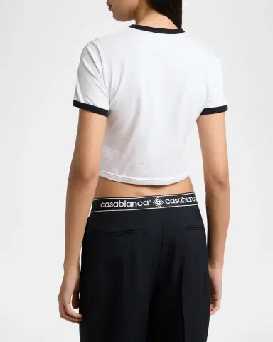 Casablanca Stacked Logo Cropped Ringer T-Shirt | Thumbnail 3 Casablanca Stacked Logo Cropped Ringer T-Shirt | Thumbnail 3