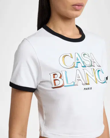 Casablanca Stacked Logo Cropped Ringer T-Shirt | Thumbnail 5 Casablanca Stacked Logo Cropped Ringer T-Shirt | Thumbnail 5