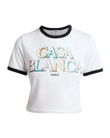 Casablanca Stacked Logo Cropped Ringer T-Shirt | Thumbnail 1 Casablanca Stacked Logo Cropped Ringer T-Shirt | Thumbnail 1