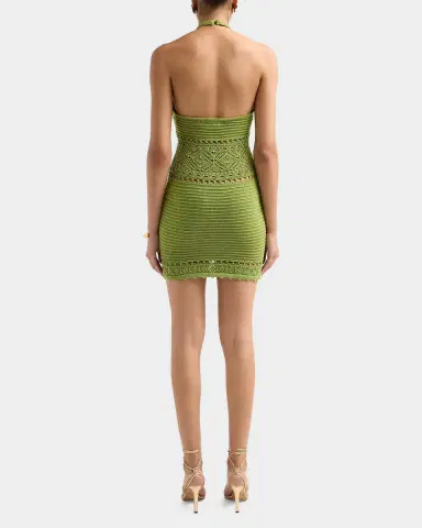 Retrofete Roseline Metallic Crochet Halter Dress | Thumbnail 3 Retrofete Roseline Metallic Crochet Halter Dress | Thumbnail 3