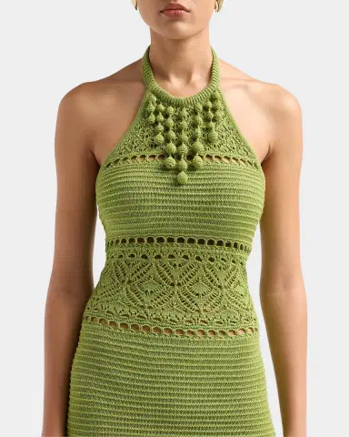 Retrofete Roseline Metallic Crochet Halter Dress | Thumbnail 5 Retrofete Roseline Metallic Crochet Halter Dress | Thumbnail 5