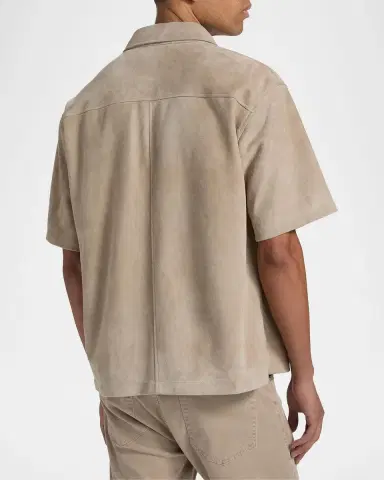 FRAME Men 's Suede Button-Front Shirt | Thumbnail 3 FRAME Men 's Suede Button-Front Shirt | Thumbnail 3