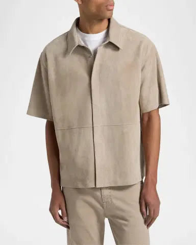 FRAME Men 's Suede Button-Front Shirt | Thumbnail 4 FRAME Men 's Suede Button-Front Shirt | Thumbnail 4