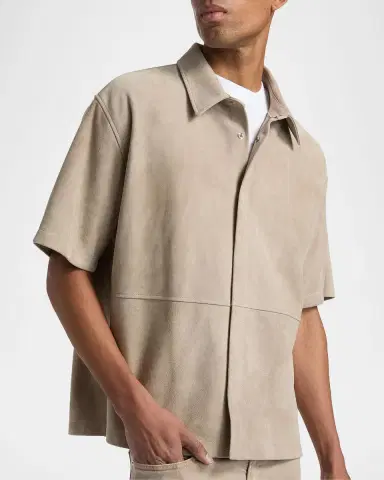 FRAME Men 's Suede Button-Front Shirt | Thumbnail 5 FRAME Men 's Suede Button-Front Shirt | Thumbnail 5