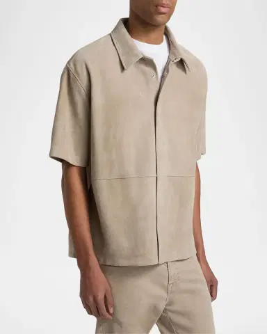 FRAME Men 's Suede Button-Front Shirt | Thumbnail 7 FRAME Men 's Suede Button-Front Shirt | Thumbnail 7