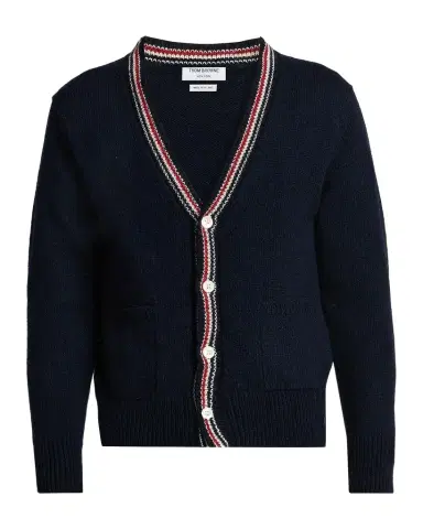Thom Browne Men's Donegal RWB Stripe Wool-Mohair Cardigan | Thumbnail 1 Thom Browne Men's Donegal RWB Stripe Wool-Mohair Cardigan | Thumbnail 1