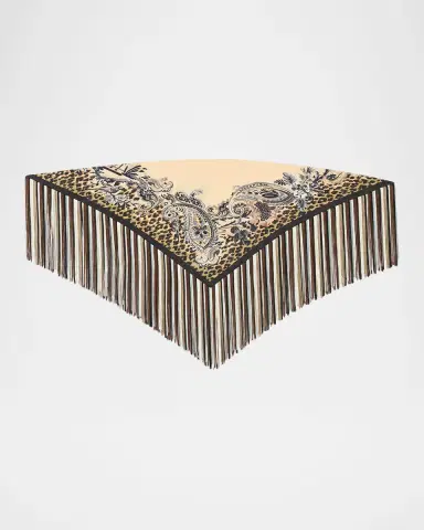 Etro Silk Foulard Scarf with Fringe | Thumbnail 2 Etro Silk Foulard Scarf with Fringe | Thumbnail 2