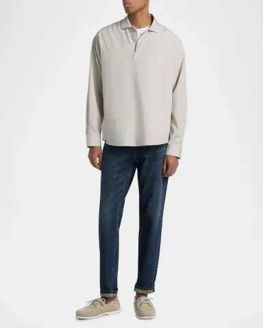 FRAME Men 's Long-Sleeve Polo Shirt | Thumbnail 2 FRAME Men 's Long-Sleeve Polo Shirt | Thumbnail 2