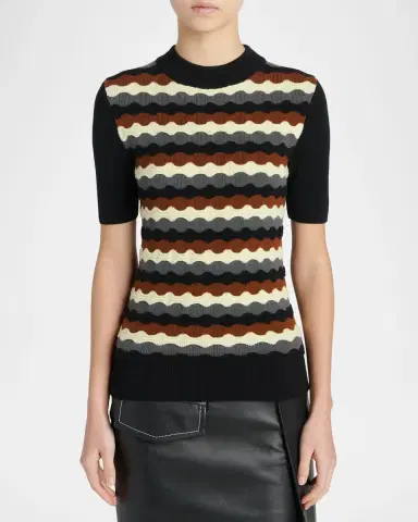 Marni 3D Wave Short-Sleeve Wool Sweater | Thumbnail 4 Marni 3D Wave Short-Sleeve Wool Sweater | Thumbnail 4