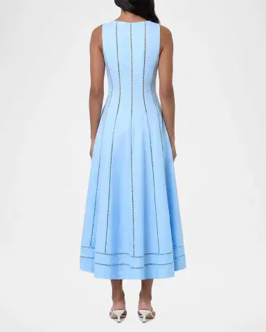 NICHOLAS Lark Linen Lattice-Trim Midi Dress | Thumbnail 3 NICHOLAS Lark Linen Lattice-Trim Midi Dress | Thumbnail 3