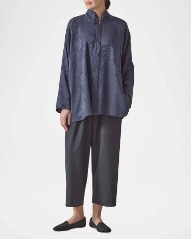 Eskandar A-Line Silk Floral Jacquard Jacket | Thumbnail 2 Eskandar A-Line Silk Floral Jacquard Jacket | Thumbnail 2