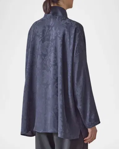 Eskandar A-Line Silk Floral Jacquard Jacket | Thumbnail 3 Eskandar A-Line Silk Floral Jacquard Jacket | Thumbnail 3