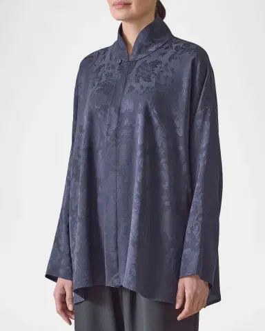 Eskandar A-Line Silk Floral Jacquard Jacket | Thumbnail 4 Eskandar A-Line Silk Floral Jacquard Jacket | Thumbnail 4