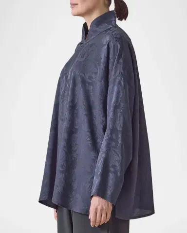 Eskandar A-Line Silk Floral Jacquard Jacket | Thumbnail 6 Eskandar A-Line Silk Floral Jacquard Jacket | Thumbnail 6