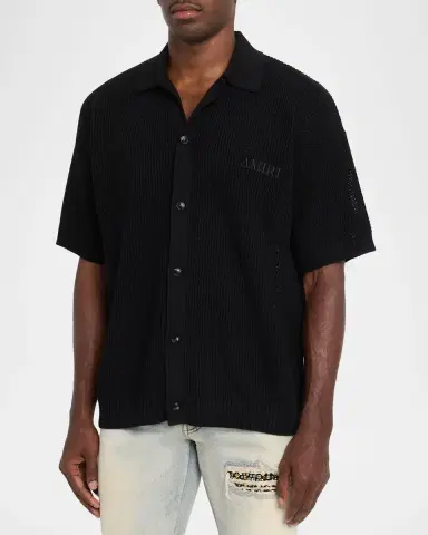 AMIRI Men's Crochet-Knit Mesh Cotton Shirt | Thumbnail 4 AMIRI Men's Crochet-Knit Mesh Cotton Shirt | Thumbnail 4