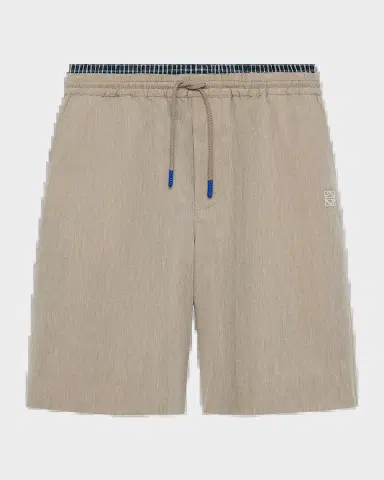 Loewe Men's Layered-Waistband Cotton-Wool Blend Shorts | Thumbnail 2 Loewe Men's Layered-Waistband Cotton-Wool Blend Shorts | Thumbnail 2
