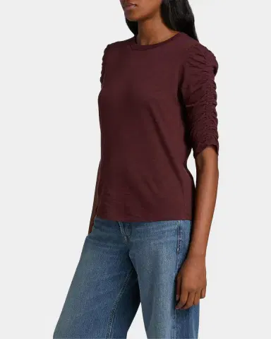 Veronica Beard Waldorf Ruched-Sleeve Cotton Tee | Thumbnail 7 Veronica Beard Waldorf Ruched-Sleeve Cotton Tee | Thumbnail 7