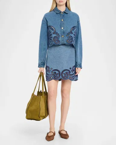 Ulla Johnson Cadiz Embroidered Denim Mini Skirt | Thumbnail 2 Ulla Johnson Cadiz Embroidered Denim Mini Skirt | Thumbnail 2
