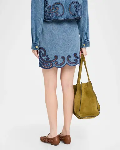 Ulla Johnson Cadiz Embroidered Denim Mini Skirt | Thumbnail 3 Ulla Johnson Cadiz Embroidered Denim Mini Skirt | Thumbnail 3