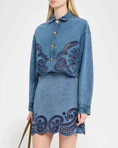 Ulla Johnson Bobbi Embroidered Denim Jacket | Thumbnail 4 Ulla Johnson Bobbi Embroidered Denim Jacket | Thumbnail 4