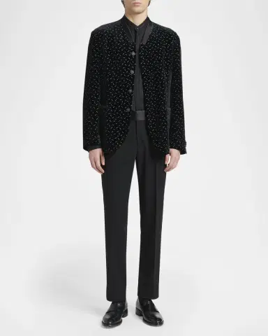 Giorgio Armani Men's Stamped Silk-Blend Velvet Blazer | Thumbnail 2 Giorgio Armani Men's Stamped Silk-Blend Velvet Blazer | Thumbnail 2
