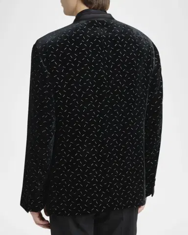 Giorgio Armani Men's Stamped Silk-Blend Velvet Blazer | Thumbnail 3 Giorgio Armani Men's Stamped Silk-Blend Velvet Blazer | Thumbnail 3