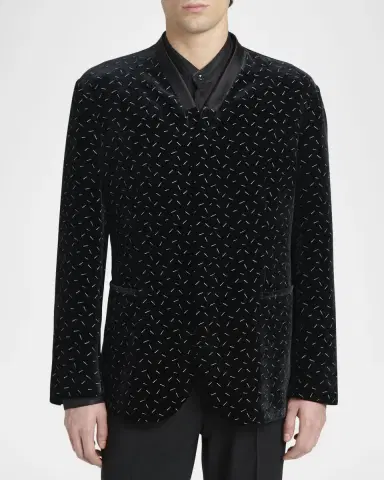 Giorgio Armani Men's Stamped Silk-Blend Velvet Blazer | Thumbnail 4 Giorgio Armani Men's Stamped Silk-Blend Velvet Blazer | Thumbnail 4