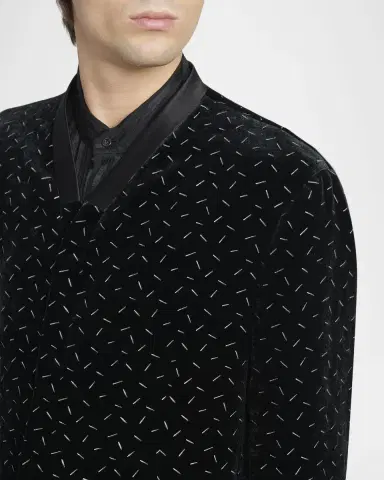 Giorgio Armani Men's Stamped Silk-Blend Velvet Blazer | Thumbnail 5 Giorgio Armani Men's Stamped Silk-Blend Velvet Blazer | Thumbnail 5