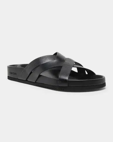 Tom Ford Men's Crisscross Strap Leather Sandals | Thumbnail 2 Tom Ford Men's Crisscross Strap Leather Sandals | Thumbnail 2
