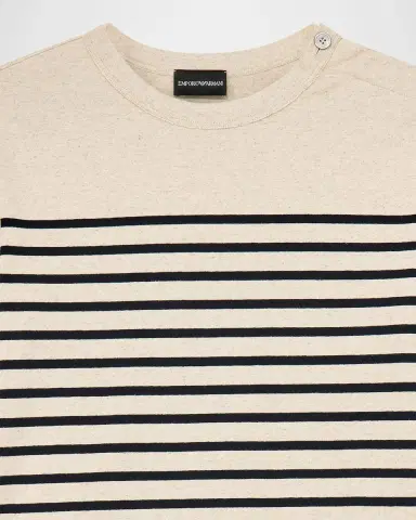Emporio Armani Men's Striped Cotton-Linen Jersey Sweater | Thumbnail 3 Emporio Armani Men's Striped Cotton-Linen Jersey Sweater | Thumbnail 3