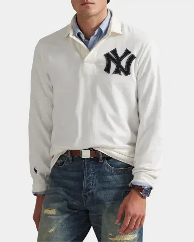 Polo Ralph Lauren Men's x Yankees Long -Sleeve Polo Shirt | Thumbnail 4 Polo Ralph Lauren Men's x Yankees Long -Sleeve Polo Shirt | Thumbnail 4
