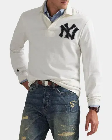 Polo Ralph Lauren Men's x Yankees Long -Sleeve Polo Shirt | Thumbnail 6 Polo Ralph Lauren Men's x Yankees Long -Sleeve Polo Shirt | Thumbnail 6