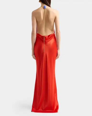 Retrofete Arianell Plunging Satin Maxi Dress | Thumbnail 3 Retrofete Arianell Plunging Satin Maxi Dress | Thumbnail 3