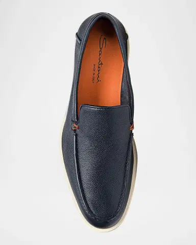 Santoni Detroit Tumbled Leather Loafers | Thumbnail 3 Santoni Detroit Tumbled Leather Loafers | Thumbnail 3