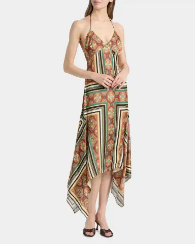 MISA Los Angeles Sheila Printed Satin Handkerchief Midi Dress | Thumbnail 2 MISA Los Angeles Sheila Printed Satin Handkerchief Midi Dress | Thumbnail 2