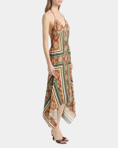 MISA Los Angeles Sheila Printed Satin Handkerchief Midi Dress | Thumbnail 4 MISA Los Angeles Sheila Printed Satin Handkerchief Midi Dress | Thumbnail 4