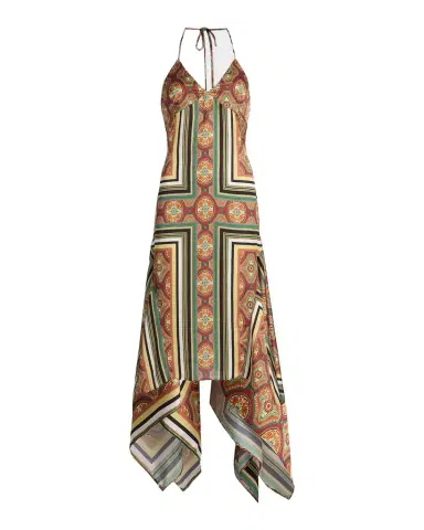 MISA Los Angeles Sheila Printed Satin Handkerchief Midi Dress | Thumbnail 1 MISA Los Angeles Sheila Printed Satin Handkerchief Midi Dress | Thumbnail 1