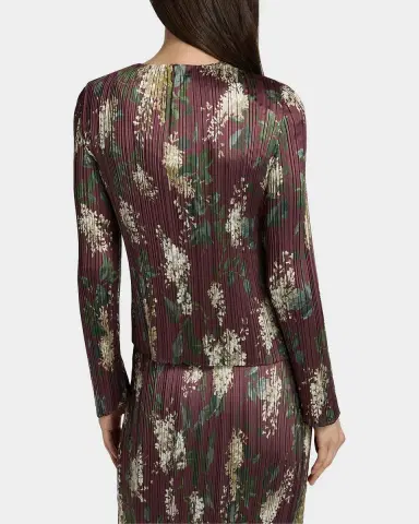 Vince Floral Micro-Pleated Crewneck Top | Thumbnail 3 Vince Floral Micro-Pleated Crewneck Top | Thumbnail 3