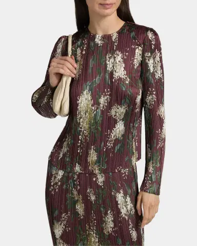 Vince Floral Micro-Pleated Crewneck Top | Thumbnail 4 Vince Floral Micro-Pleated Crewneck Top | Thumbnail 4
