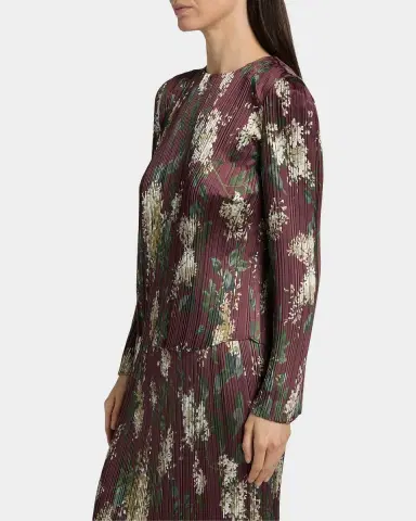 Vince Floral Micro-Pleated Crewneck Top | Thumbnail 7 Vince Floral Micro-Pleated Crewneck Top | Thumbnail 7