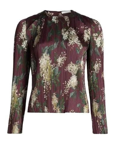 Vince Floral Micro-Pleated Crewneck Top | Thumbnail 1 Vince Floral Micro-Pleated Crewneck Top | Thumbnail 1