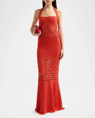 Retrofete Peggie Crocheted Halter Maxi Dress | Thumbnail 2 Retrofete Peggie Crocheted Halter Maxi Dress | Thumbnail 2