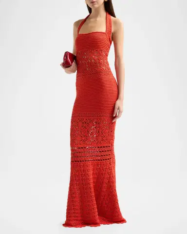 Retrofete Peggie Crocheted Halter Maxi Dress | Thumbnail 4 Retrofete Peggie Crocheted Halter Maxi Dress | Thumbnail 4