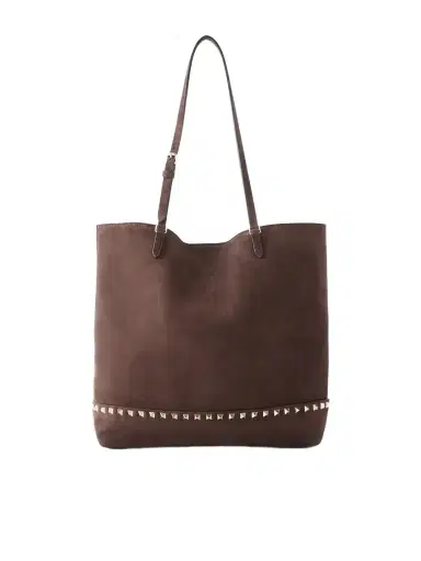 Valentino Garavani Rockstud Medium Suede Tote | Thumbnail 1 Valentino Garavani Rockstud Medium Suede Tote | Thumbnail 1