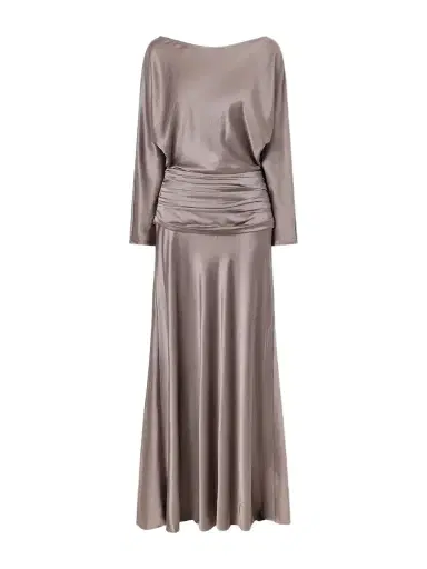 Staud Freda Gathered Silk-blend Satin Maxi Dress | Thumbnail 1 Staud Freda Gathered Silk-blend Satin Maxi Dress | Thumbnail 1