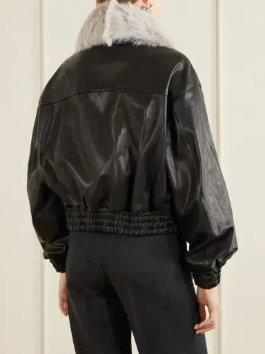 Nour Hammour Ellery Cropped Shearling-trimmed Leather Bomber | Thumbnail 4 Nour Hammour Ellery Cropped Shearling-trimmed Leather Bomber | Thumbnail 4